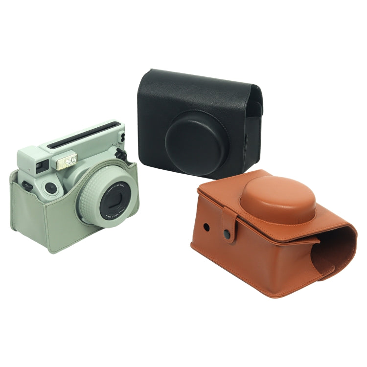 For FUJIFILM Instax WIDE 400 Full Body Leather Bag with Shoulder Strap (Green)