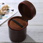 Medium lens case with zipper made of PU leather for DSLR camera lens, size: 13x9x9cm (Coffee)