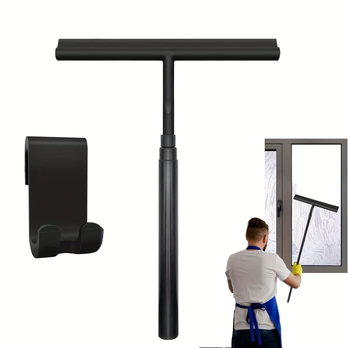 Telescopic Shower Squeegee with Silicone Lip for Streak-Free Cleaning without Bending