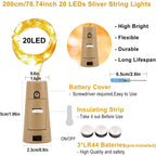 DIY Bottle Light with Cork – 20 LED Light Chain for Bottles in Warm White