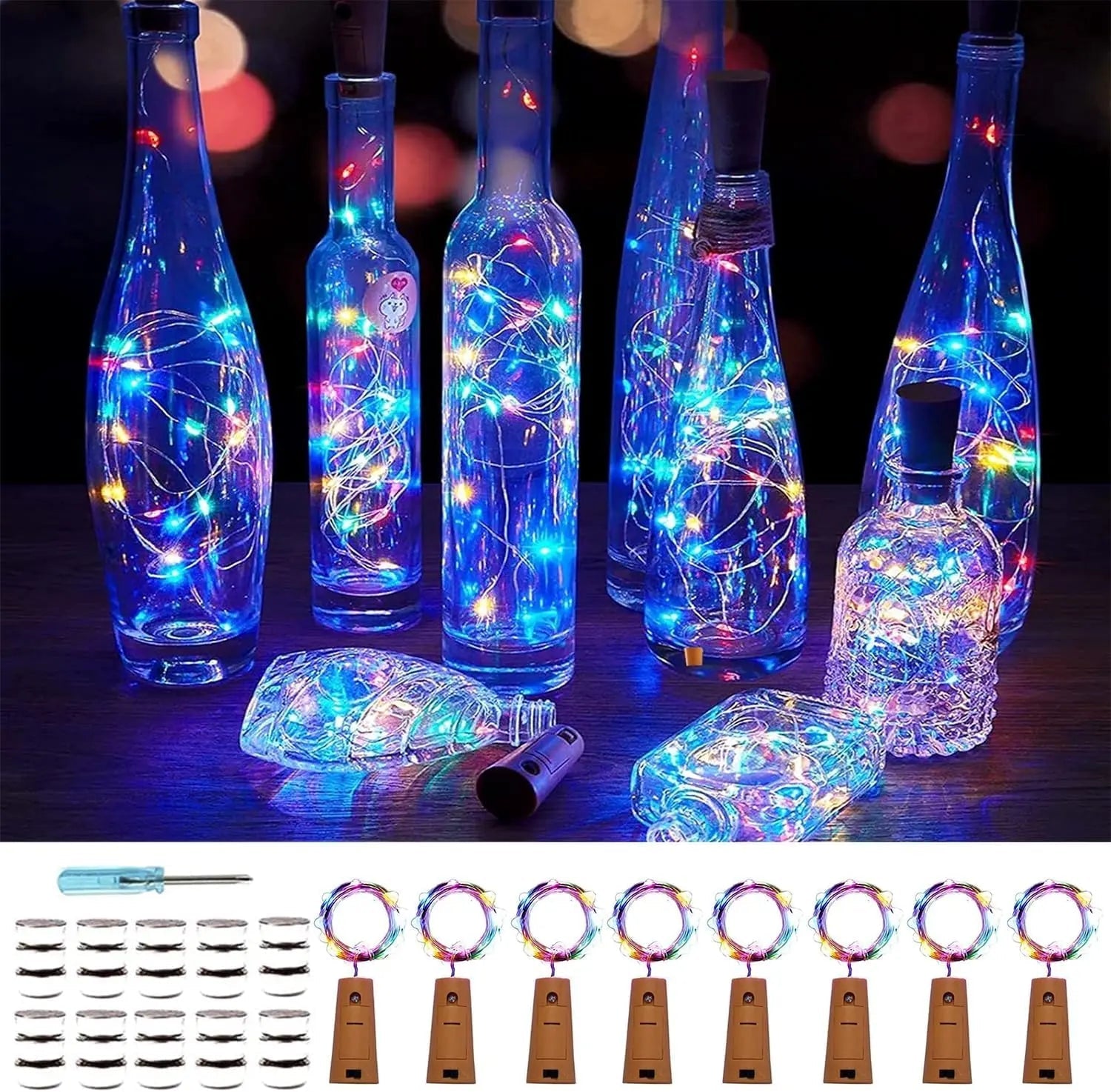 DIY Bottle Light with Cork – 20 LED Light Chain for Bottles in Warm White