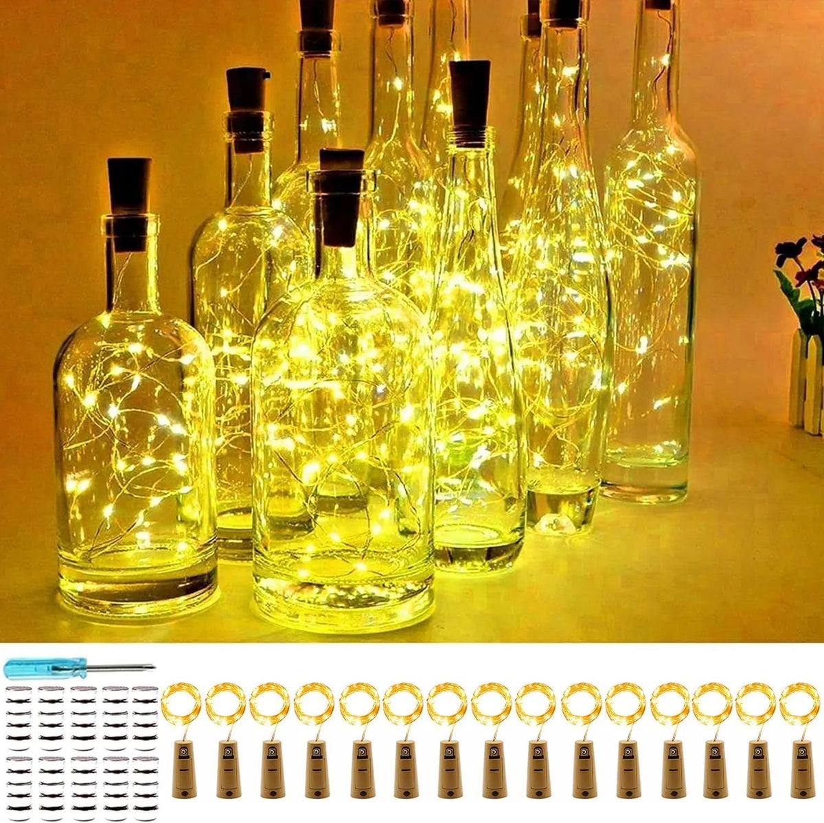 DIY Bottle Light with Cork – 20 LED Light Chain for Bottles in Warm White