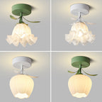 Ceiling Light with Floral Glass Shade Design