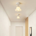 Ceiling Light with Floral Glass Shade Design