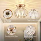 Crystal Ceiling Light with Gold Flush Mount