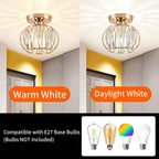 Crystal Ceiling Light with Gold Flush Mount