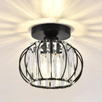 Crystal Ceiling Light with Gold Flush Mount