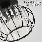 Crystal Ceiling Light with Gold Flush Mount