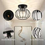 Crystal Ceiling Light with Gold Flush Mount