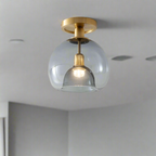 Modern Grey Glass Ceiling Light Fixture for Hallway & Entryway Lighting