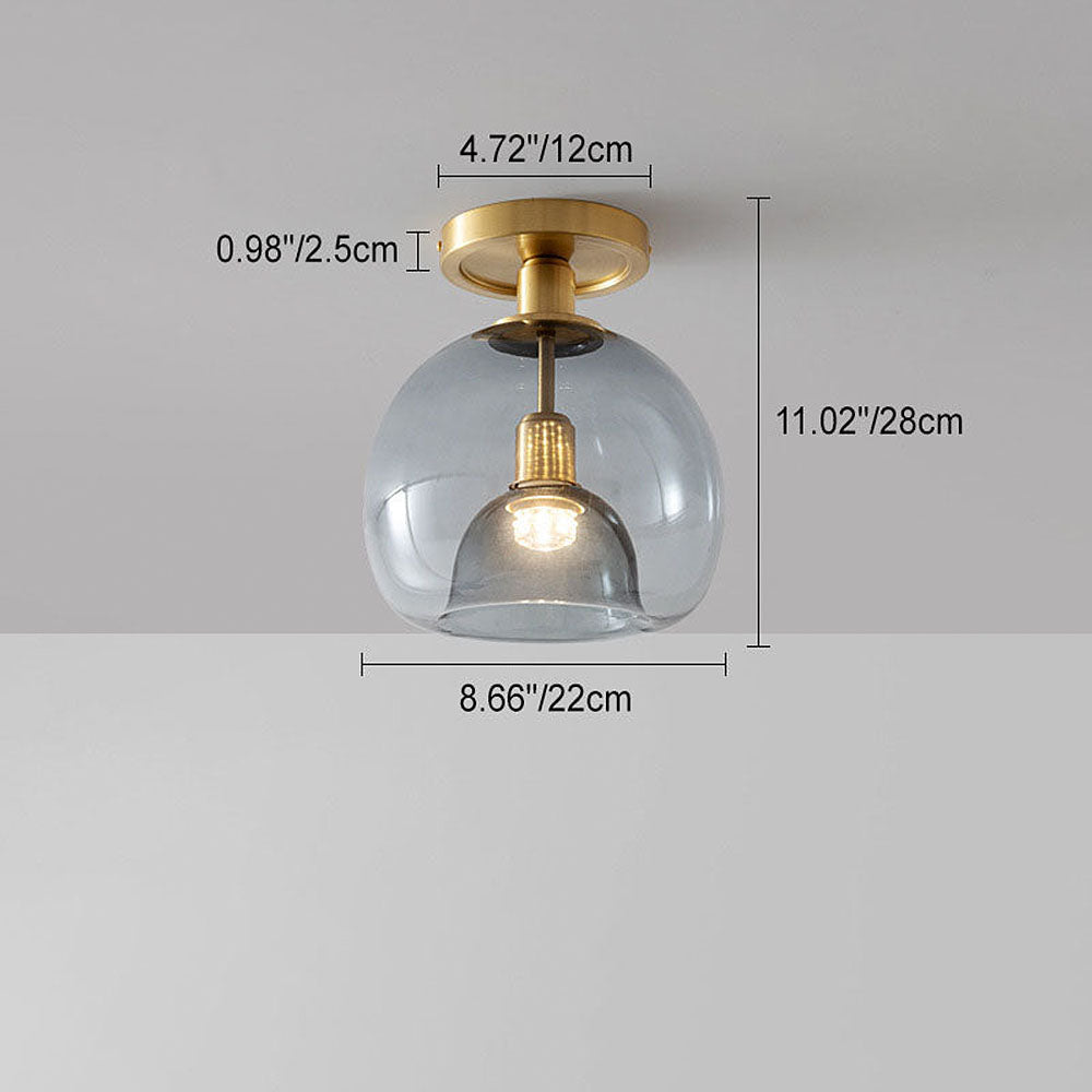 Modern Grey Glass Ceiling Light Fixture for Hallway & Entryway Lighting