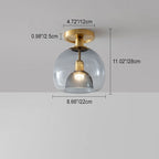 Modern Grey Glass Ceiling Light Fixture for Hallway & Entryway Lighting