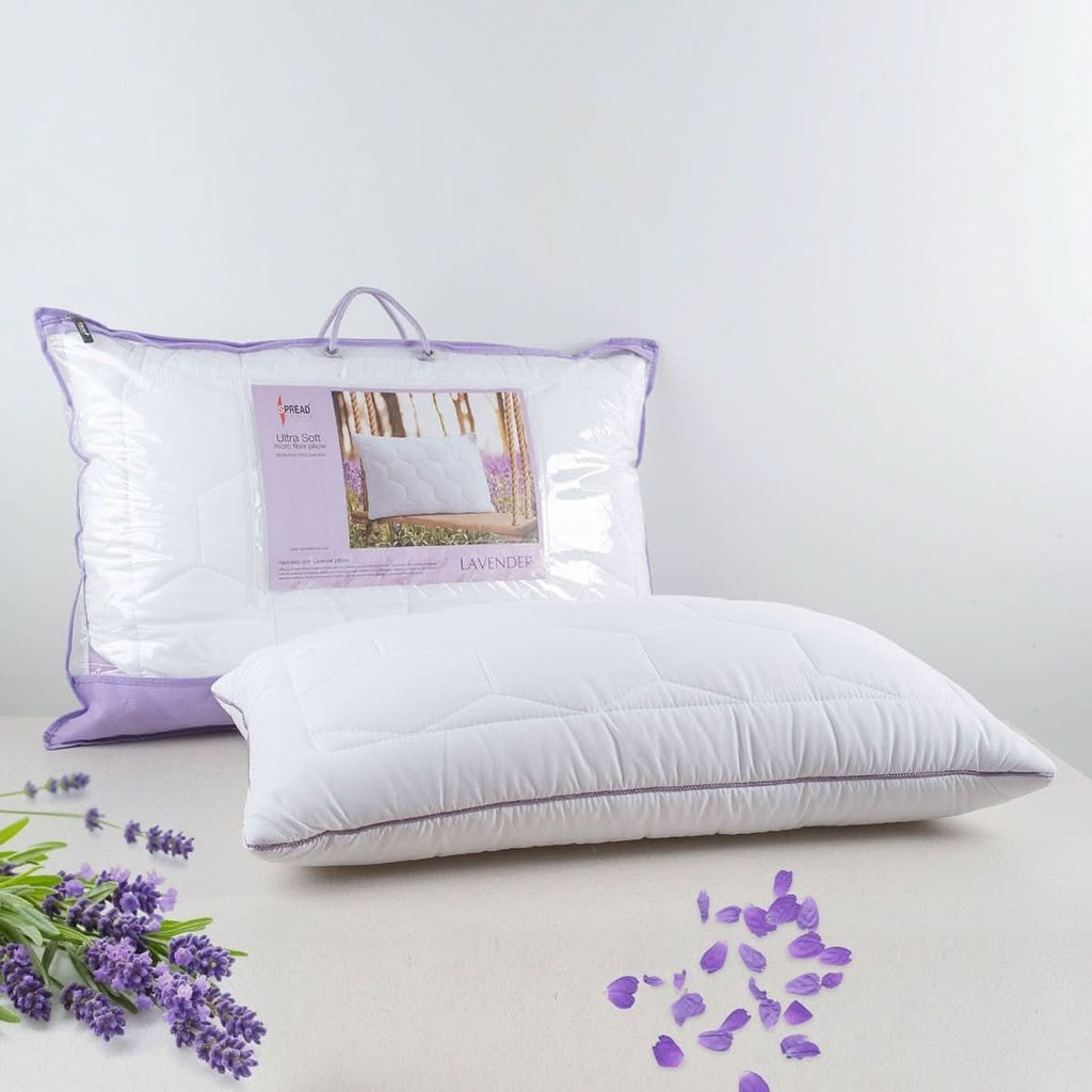 Veluvon Serenity Pillow | Hypoallergenic & Antibacterial | With Lavender Scent | Soft Sleeping Pillow for Sensitive Skin