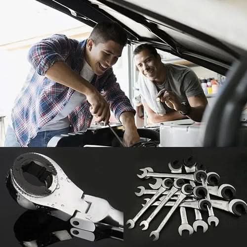 Adjustable Ratchet Wrench for Pipe Connections (2-in-1)