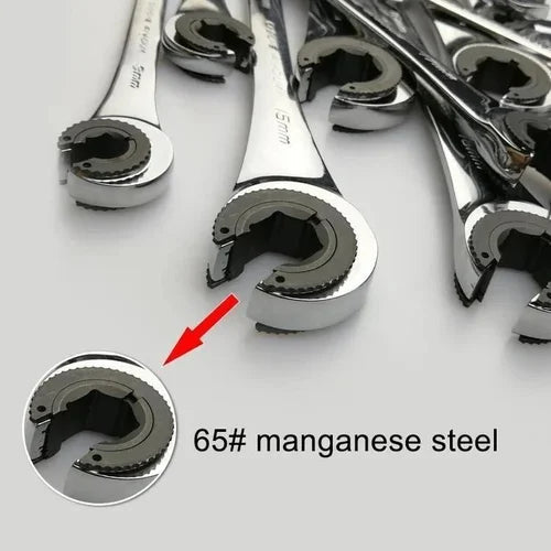 2-in-1 Ratchet Wrench with Flexible & Fixed Head Design