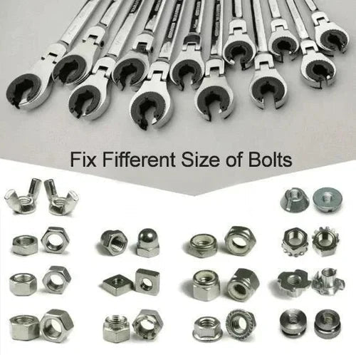 2-in-1 Ratchet Wrench with Flexible & Fixed Head Design