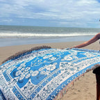 Blue Daisy Bloom Boho Travel Outdoor Blanket