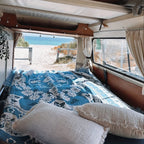 Blue Daisy Bloom Boho Travel Outdoor Blanket
