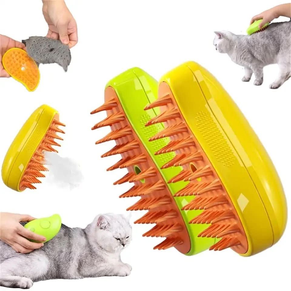 Steam brush for pets for gentle coat care