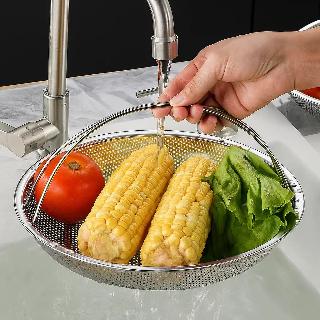 Stainless steel steam insert with handle