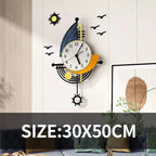 Decorative Wall Clock Navigation Sailboat Creative Design Clock Indoor Clock Decoration Living Room Background Wall Decor