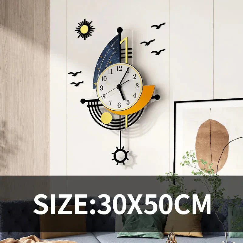 Decorative Wall Clock Navigation Sailboat Creative Design Clock Indoor Clock Decoration Living Room Background Wall Decor