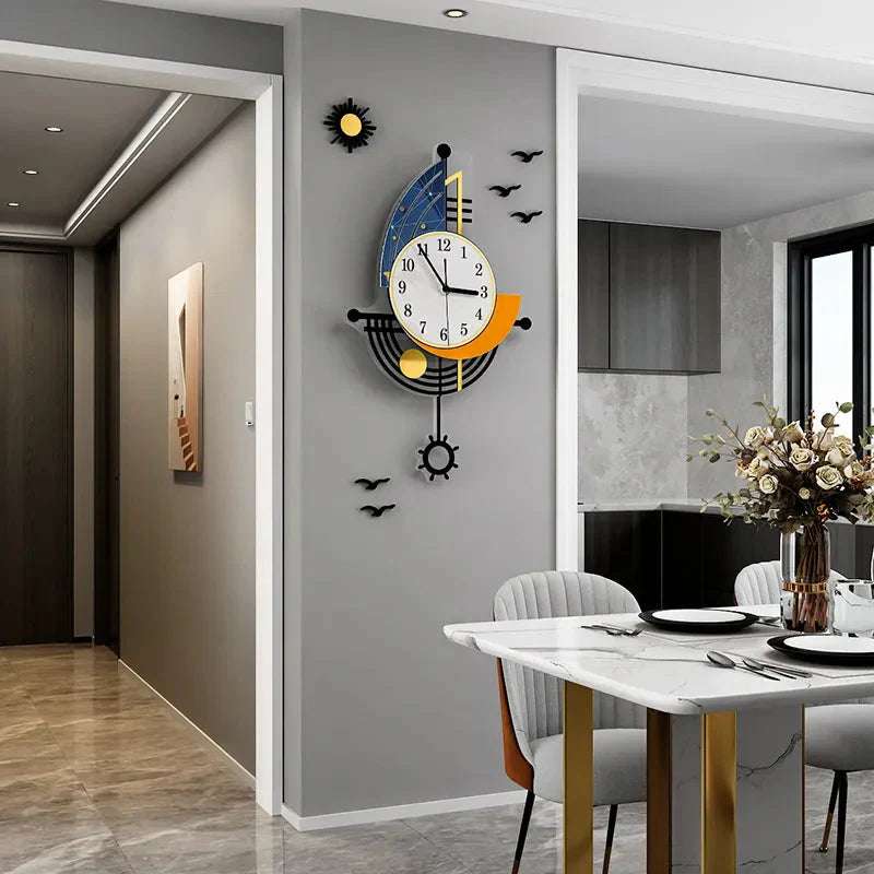 Decorative Wall Clock Navigation Sailboat Creative Design Clock Indoor Clock Decoration Living Room Background Wall Decor