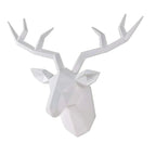 Deer Head Sculpture Animal Statue Figures Wall Hanging Creative Moose Art Antlers Statuette for Office Decor Wall Mounting