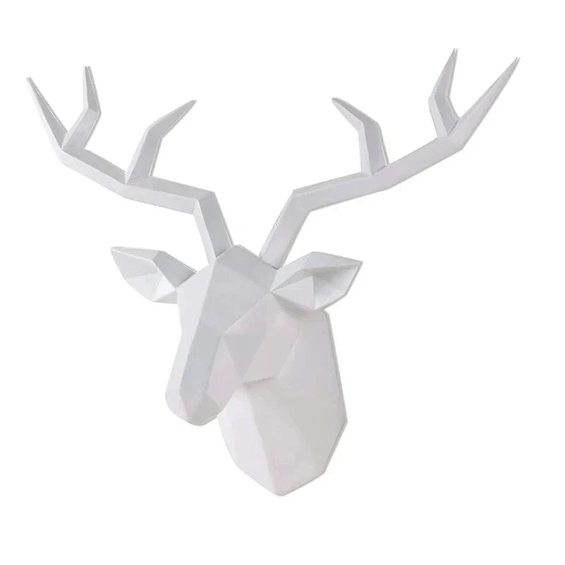 Deer Head Sculpture Animal Statue Figures Wall Hanging Creative Moose Art Antlers Statuette for Office Decor Wall Mounting