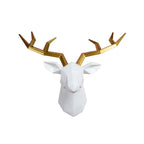 Deer Head Sculpture Animal Statue Figures Wall Hanging Creative Moose Art Antlers Statuette for Office Decor Wall Mounting