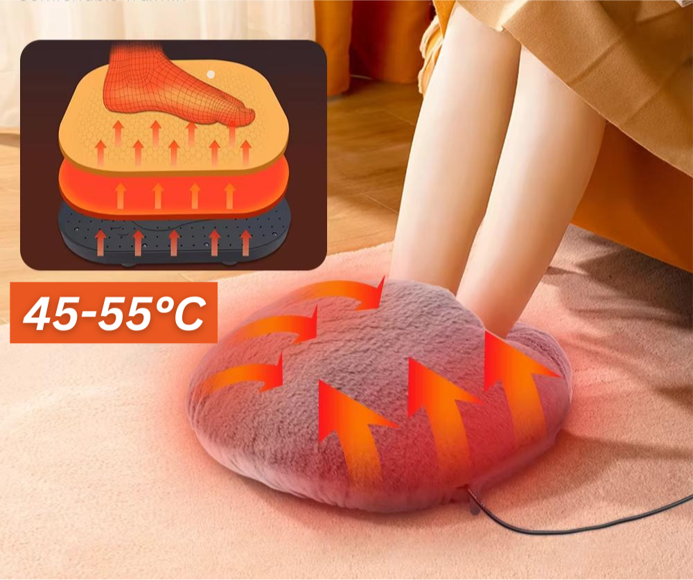 Fluffy heated foot warmers | Cozy heated foot cushion
