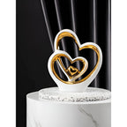 Decorative Figure Double Heart | Romantic Porcelain Ornament