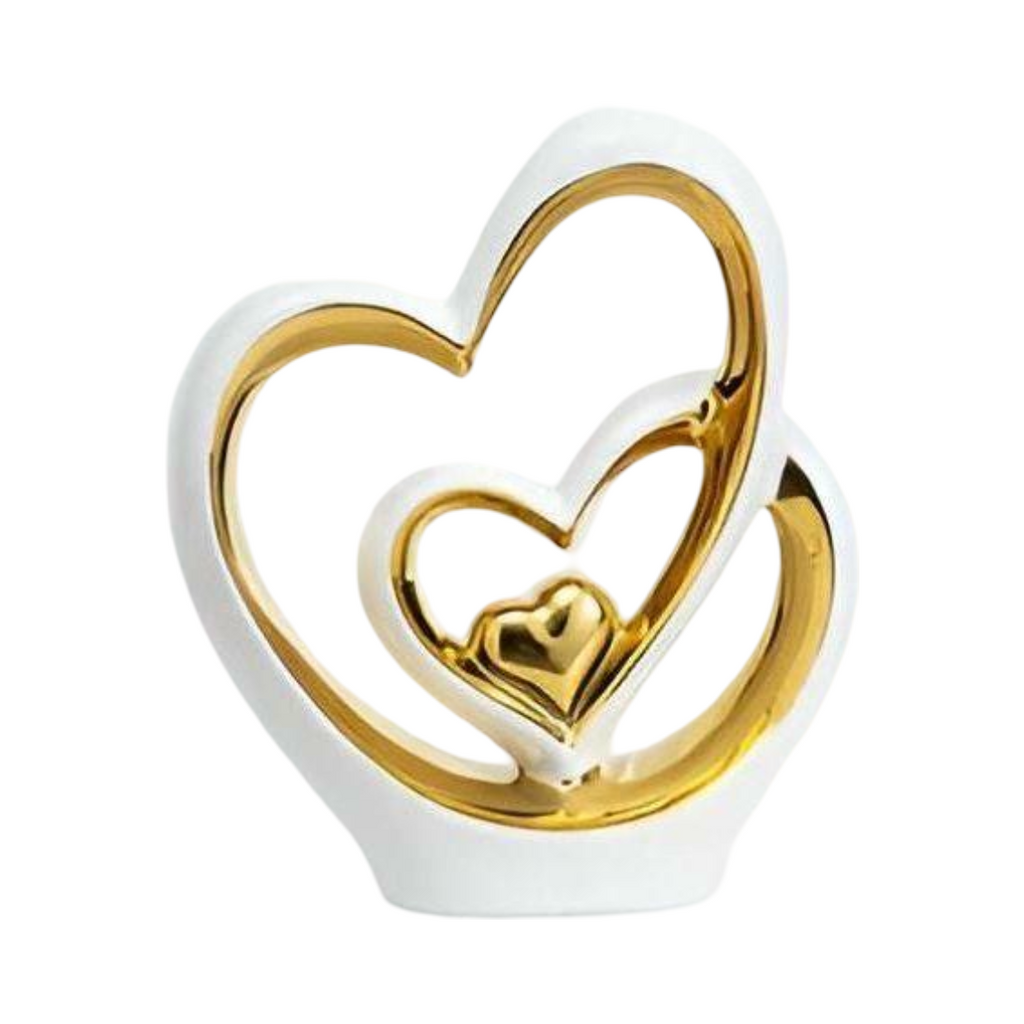 Decorative Figure Double Heart | Romantic Porcelain Ornament