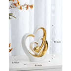 Decorative Figure Double Heart | Romantic Porcelain Ornament