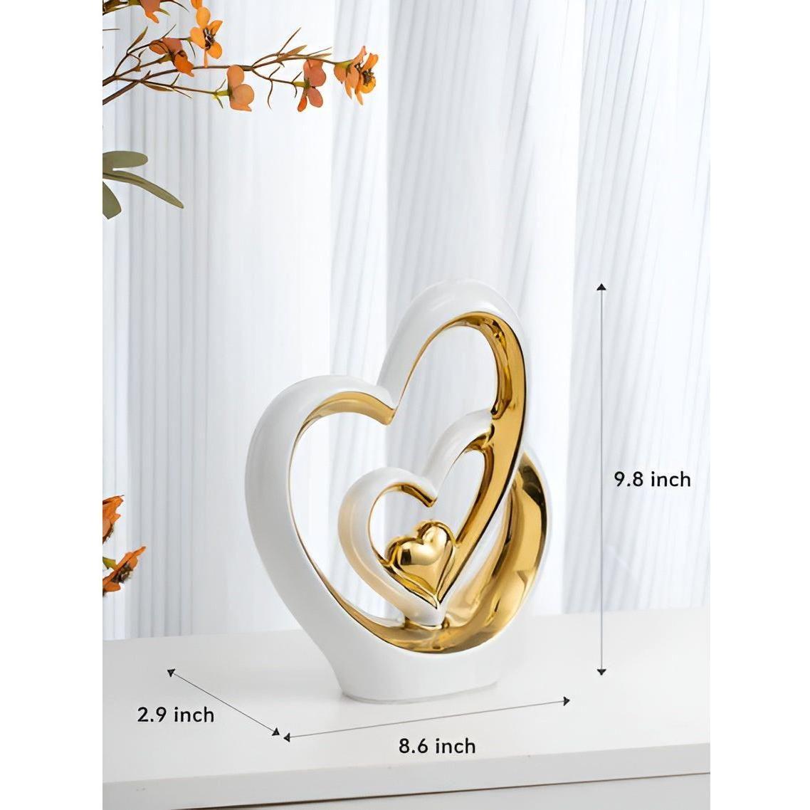 Decorative Figure Double Heart | Romantic Porcelain Ornament