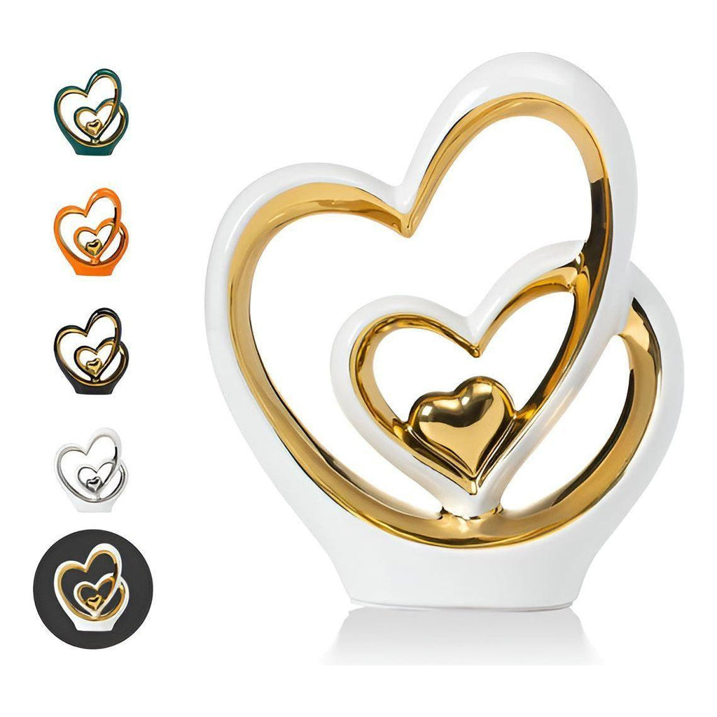 Decorative Figure Double Heart | Romantic Porcelain Ornament