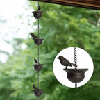 Rain chain with bird bath – Attracts birds & makes rainy days beautiful