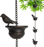 Rain chain with bird bath – Attracts birds & makes rainy days beautiful