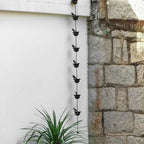 Rain chain with bird bath – Attracts birds & makes rainy days beautiful