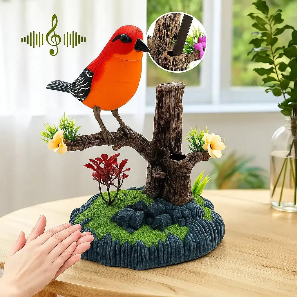 Decorative bird with voice activation and natural sound