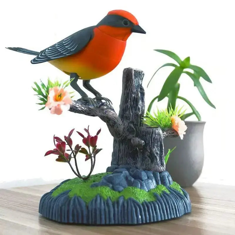 Decorative bird with voice activation and natural sound