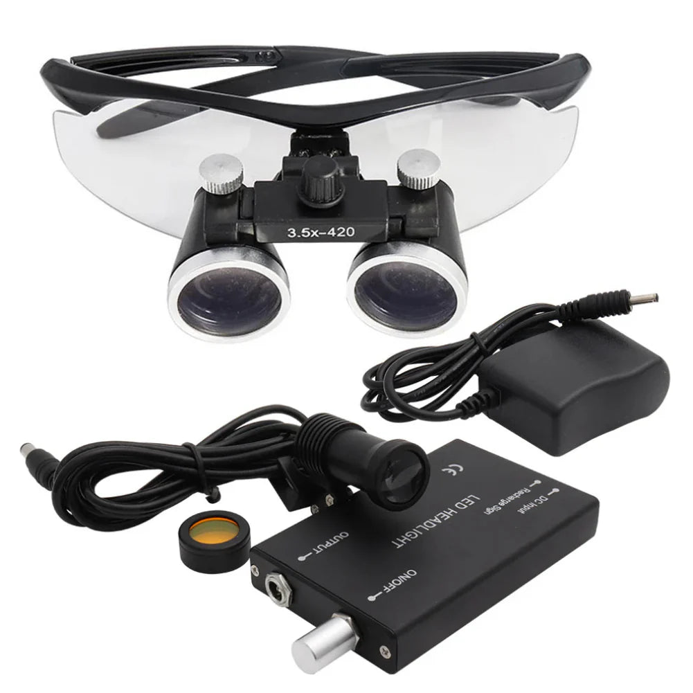 Dental Loupes Magnifier with & LED Headlight for Precision Work