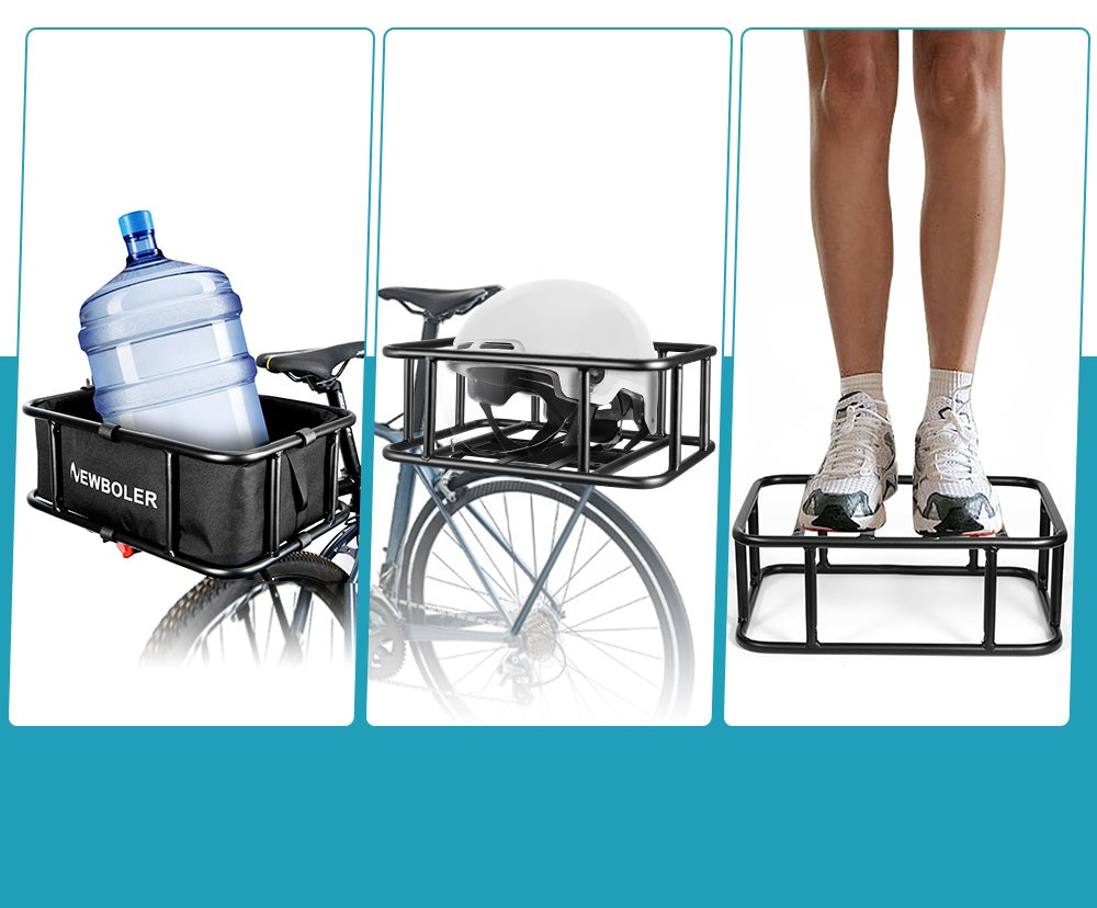 Heavy-Duty Rear Bike Basket with Rack – Large Metal Bicycle Carrier for Groceries, Commutes & E-Bikes