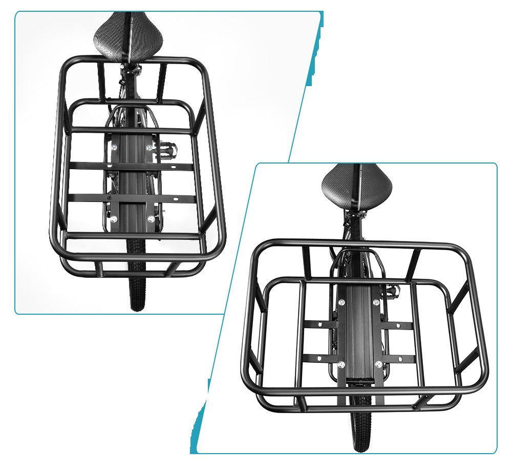 Heavy-Duty Rear Bike Basket with Rack – Large Metal Bicycle Carrier for Groceries, Commutes & E-Bikes