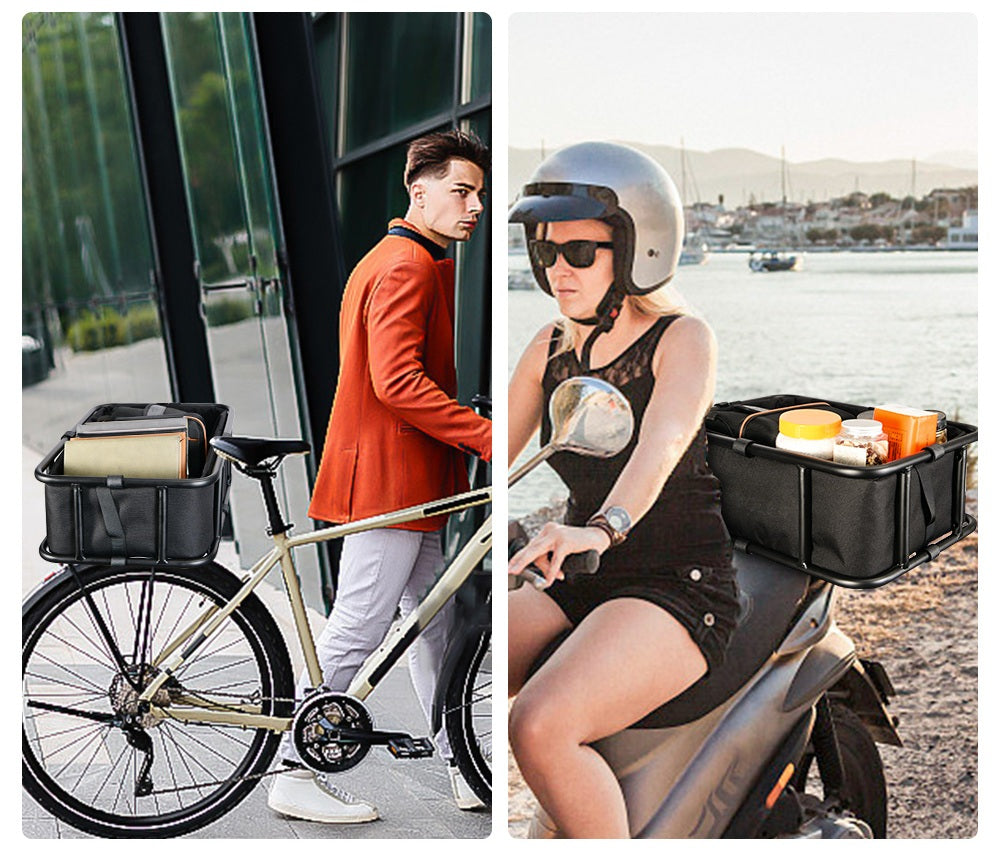 Heavy-Duty Rear Bike Basket with Rack – Large Metal Bicycle Carrier for Groceries, Commutes & E-Bikes