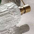CrystalFoam Glass Soap Dispenser | Diamond Pattern Design | Elegant Storage for Soap | Modern Bathroom Decor