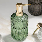 CrystalFoam Glass Soap Dispenser | Diamond Pattern Design | Elegant Storage for Soap | Modern Bathroom Decor