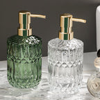 CrystalFoam Glass Soap Dispenser | Diamond Pattern Design | Elegant Storage for Soap | Modern Bathroom Decor