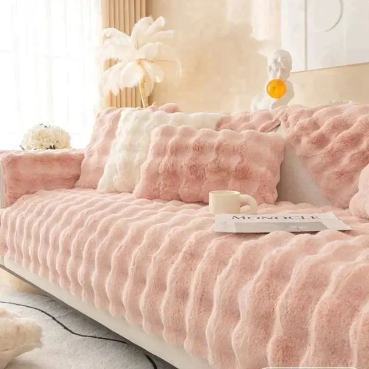 Thick Rabbit Plush Sofa Cover