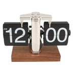 Silvara – Vintage Flip Down Clock in Walnut Wood | Retro Mechanical Design